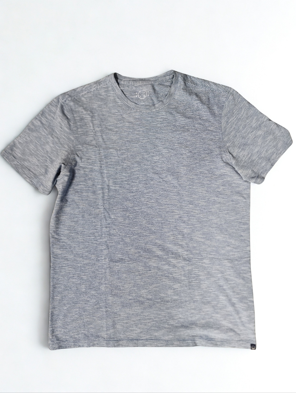 Men's Heathered Crew Neck T-Shirt - Blue Stripe Mens Large